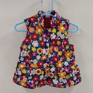 Baby Essentials Button Up Quilted Puffy Vest Multicolor Floral Print Multiples